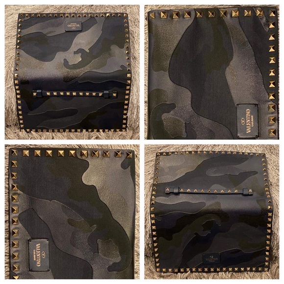 Valentino Rockstud Navy/Camo Clutch - Picture 11 of 12